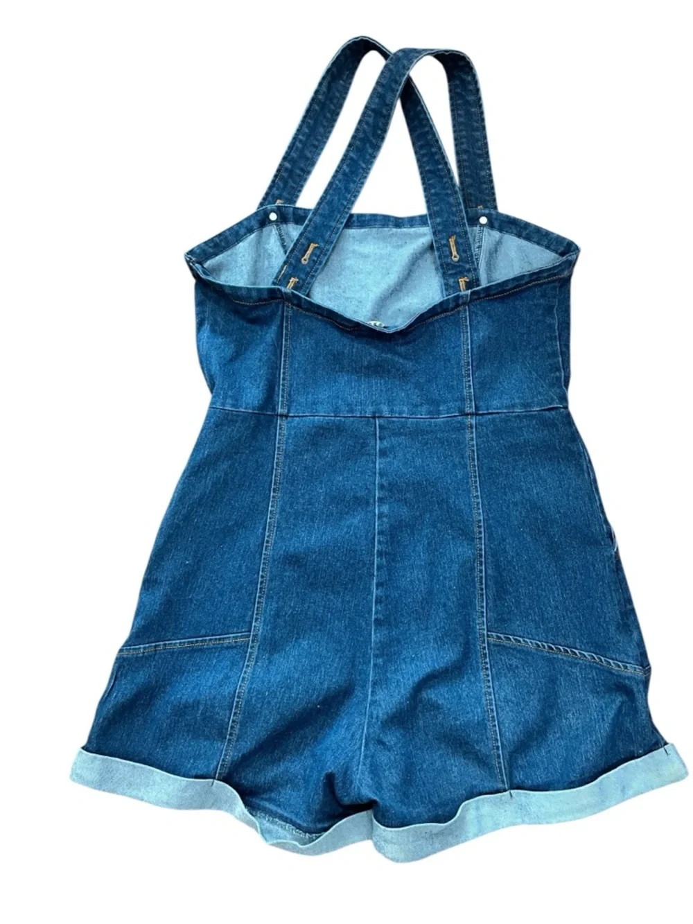 Bright & Beautiful shortalls jumper stretch denim jumpsuit Size 16 - Picture 6 of 9
